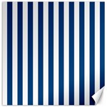 Vertical Stripes - White and Dark Cerulean Canvas 20  x 20 