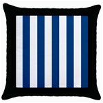 Vertical Stripes - White and Dark Cerulean Throw Pillow Case (Black)