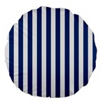 Vertical Stripes - White and Dark Cerulean Large 18  Premium Flano Round Cushion