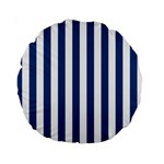 Vertical Stripes - White and Dark Cerulean Standard 15  Premium Round Cushion