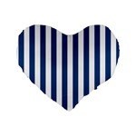 Vertical Stripes - White and Dark Cerulean Standard 16  Premium Heart Shape Cushion