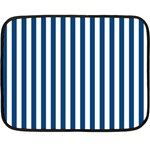 Vertical Stripes - White and Dark Cerulean Double Sided Fleece Blanket (Mini)