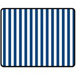 Vertical Stripes - White and Dark Cerulean Fleece Blanket (Medium) (One Side)