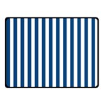 Vertical Stripes - White and Dark Cerulean Fleece Blanket (Small) (One Side)