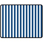 Vertical Stripes - White and Dark Cerulean Double Sided Fleece Blanket (Medium) (Two Sides)