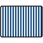 Vertical Stripes - White and Dark Cerulean Double Sided Fleece Blanket (Large) (Two Sides)