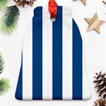 Vertical Stripes - White and Dark Cerulean Bell Ornament (Two Sides)