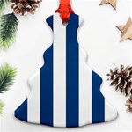 Vertical Stripes - White and Dark Cerulean Ornament (Christmas Tree)