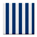 Vertical Stripes - White and Dark Cerulean Tile Coaster