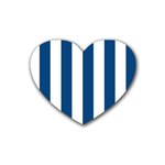 Vertical Stripes - White and Dark Cerulean Heart Coaster (4 pack)