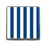 Vertical Stripes - White and Dark Cerulean Memory Card Reader (Square)