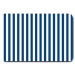 Vertical Stripes - White and Dark Cerulean Large Doormat