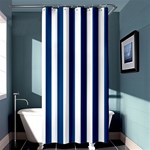 Vertical Stripes - White and Dark Cerulean Shower Curtain 36  x 72  (Stall)