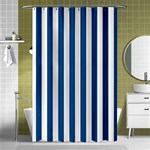 Vertical Stripes - White and Dark Cerulean Shower Curtain 48  x 72  (Small)