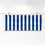Vertical Stripes - White and Dark Cerulean Hand Towel