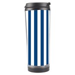 Vertical Stripes - White and Dark Cerulean Travel Tumbler