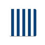 Vertical Stripes - White and Dark Cerulean Magnet (Square)