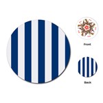 Vertical Stripes - White and Dark Cerulean Playing Cards (Round)