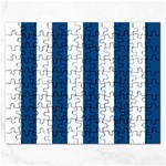 Vertical Stripes - White and Dark Cerulean Jigsaw Puzzle (Rectangular)