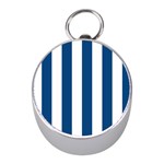 Vertical Stripes - White and Dark Cerulean Silver Compass (Mini)
