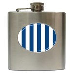 Vertical Stripes - White and Dark Cerulean Hip Flask (6 oz)