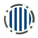 Vertical Stripes - White and Dark Cerulean Poker Chip Card Guard