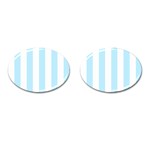 Vertical Stripes - White and Light Blue Cufflinks (Oval)