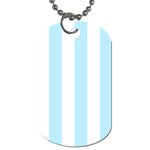 Vertical Stripes - White and Light Blue Dog Tag (One Side)