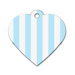 Vertical Stripes - White and Light Blue Dog Tag Heart (One Side)