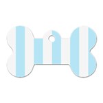 Vertical Stripes - White and Light Blue Dog Tag Bone (Two Sides)