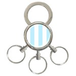 Vertical Stripes - White and Light Blue 3-Ring Key Chain