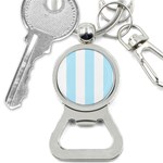 Vertical Stripes - White and Light Blue Bottle Opener Key Chain