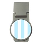 Vertical Stripes - White and Light Blue Money Clip (Round)