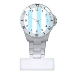 Vertical Stripes - White and Light Blue Nurses Watch