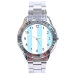 Vertical Stripes - White and Light Blue Stainless Steel Analogue Watch