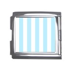 Vertical Stripes - White and Light Blue Mega Link Italian Charm (18mm)