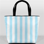 Vertical Stripes - White and Light Blue Bucket Bag
