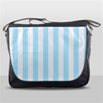 Vertical Stripes - White and Light Blue Messenger Bag