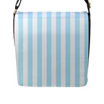 Vertical Stripes - White and Light Blue Flap Closure Messenger Bag (L)