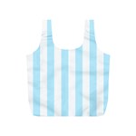 Vertical Stripes - White and Light Blue Full Print Recycle Bag (S)