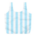 Vertical Stripes - White and Light Blue Full Print Recycle Bag (L)