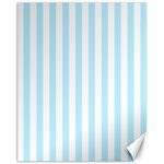 Vertical Stripes - White and Light Blue Canvas 11  x 14 