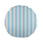 Vertical Stripes - White and Light Blue Standard 15  Premium Round Cushion
