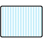 Vertical Stripes - White and Light Blue Fleece Blanket (Large) (One Side)