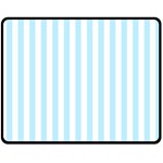 Vertical Stripes - White and Light Blue Fleece Blanket (Medium) (One Side)