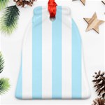 Vertical Stripes - White and Light Blue Ornament (Bell)