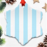 Vertical Stripes - White and Light Blue Ornament (Snowflake)