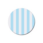 Vertical Stripes - White and Light Blue Rubber Coaster (Round)