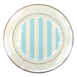 Vertical Stripes - White and Light Blue Porcelain Plate