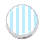 Vertical Stripes - White and Light Blue 4-Port USB Hub (One Side)